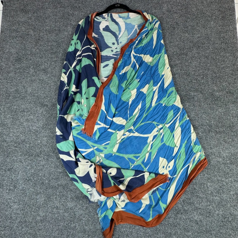 TOSCEE Blue Green Floral Print 100% Modal Shawl Scarf Wrap